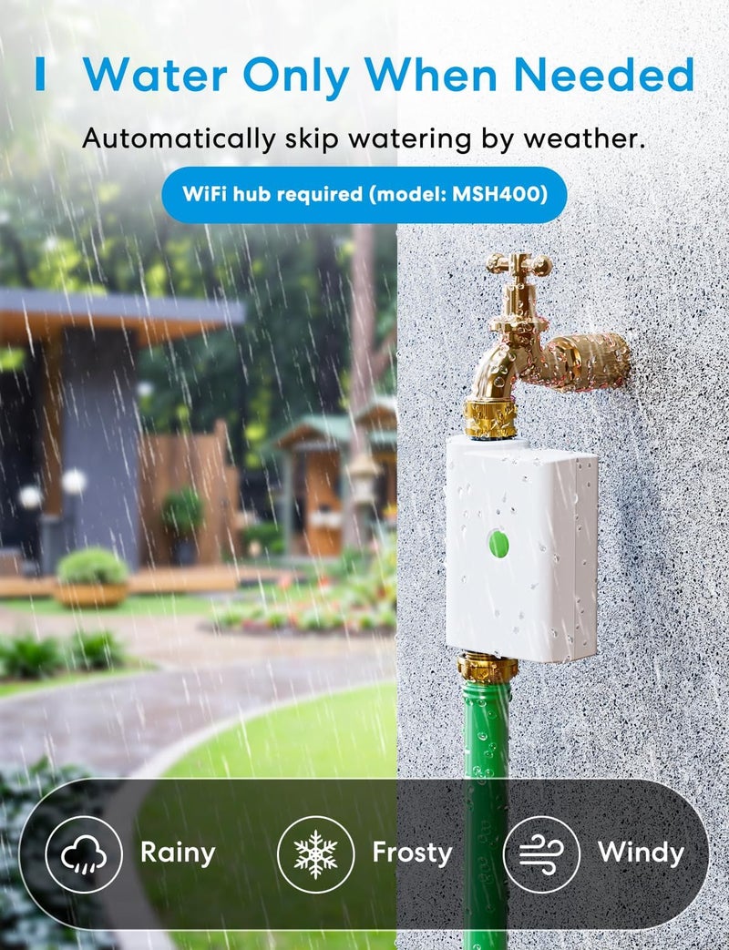 meross WiFi Water Hose Timer, Smart Sprinkler Timer with Brass Inlet & Outet, Work with Apple Homekit, Alexa & Google Assistant, Water Valve for Lawn, Garden, Yard and Pool, WiFi Hub Required - Image 3